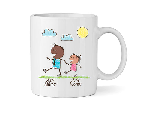 Dad Mug With One Daughter (Version Two) - Personalised Family Mug