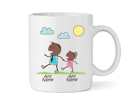 Dad Mug With One Daughter (Version Three) - Personalised Family Mug