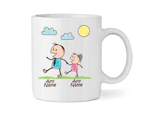 Dad Mug With One Daughter (Version One) - Personalised Family Mug