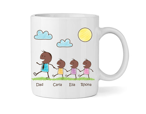 Dad Mug With Three Sons (Version Three) - Personalised Family Mug