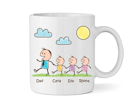 Dad Mug With Three Sons (Version One) - Personalised Family Mug