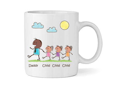 Dad Mug With Three Daughters (Version Two) - Personalised Family Mug