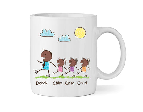 Dad Mug With Three Daughters (Version Three) - Personalised Family Mug