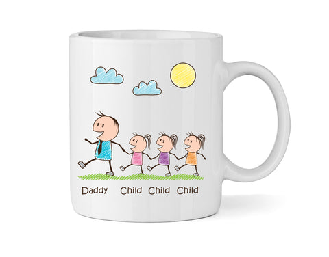 Dad Mug With Three Daughters (Version One) - Personalised Family Mug