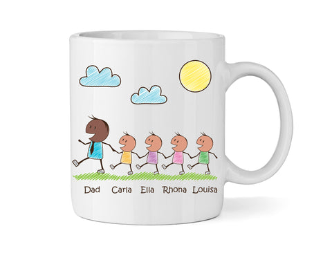 Dad Mug With Four Sons (Version Two) - Personalised Family Mug