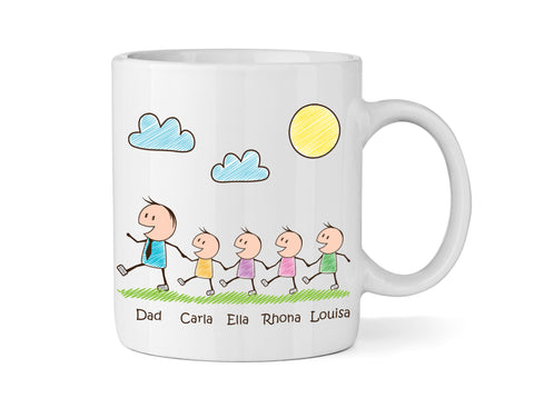 Dad Mug With Four Sons (Version One) - Personalised Family Mug