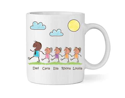 Dad Mug With Four Daughters (Version Two) - Personalised Family Mug