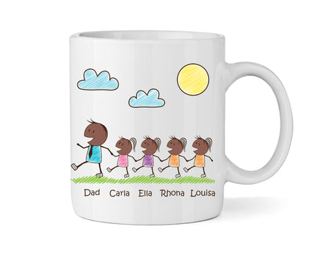 Dad Mug With Four Daughters (Version Three) - Personalised Family Mug