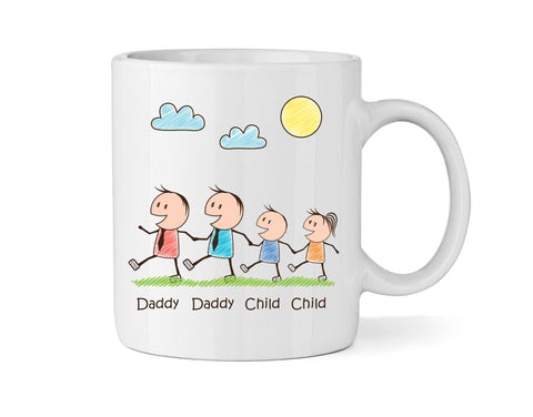 Personalised Dad & Dad Mug With Son & Daughter (Version One) - Personalised Family Mug