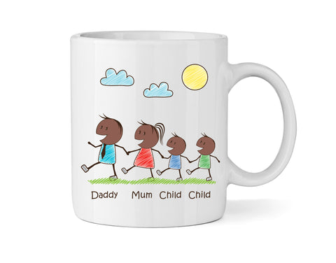 Personalised Mum & Dad Mug With Two Sons (Version Two) - Personalised Family Mug