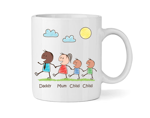 Personalised Mum & Dad Mug With Two Sons (Version Three) - Personalised Family Mug