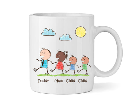 Personalised Mum & Dad Mug With Two Sons (Version Four) - Personalised Family Mug