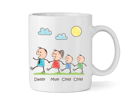 Personalised Mum & Dad Mug With Two Sons (Version One) - Personalised Family Mug