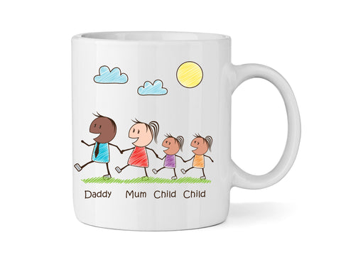 Personalised Mum & Dad Mug With Two Daughters (Version Three) - Personalised Family Mug