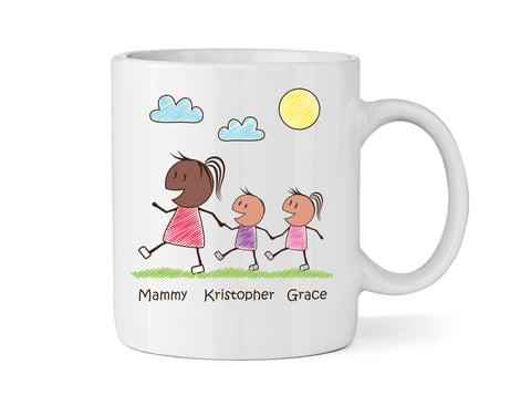 Personalised Mum Mug With One Son & One Daughter (Version Two) - Personalised Family Mug