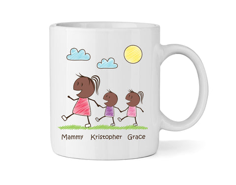 Personalised Mum Mug With One Son & One Daughter (Version Three) - Personalised Family Mug