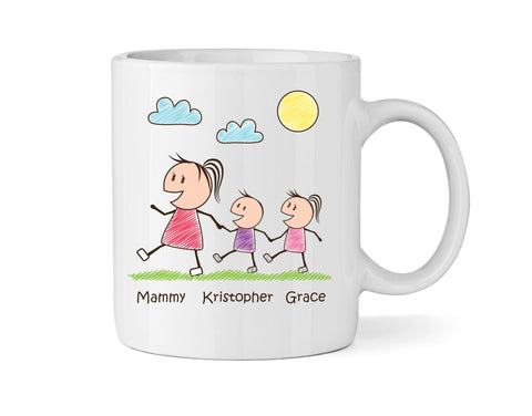Personalised Mum Mug With One Son & One Daughter (Version One) - Personalised Family Mug