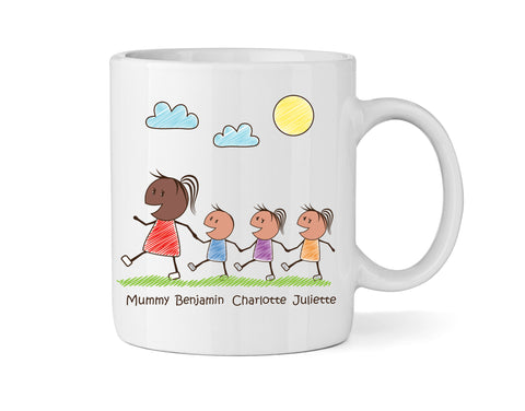 Personalised Mum Mug With One Son & Two Daughter (Version Two) - Personalised Family Mug