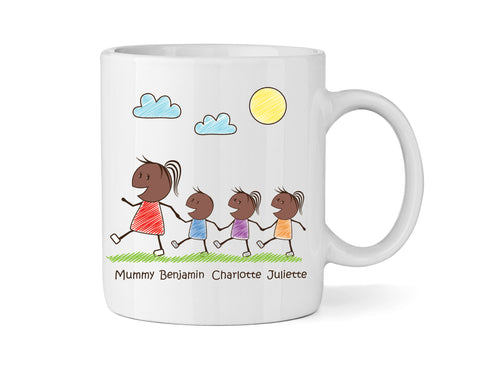 Personalised Mum Mug With One Son & Two Daughter (Version Three) - Personalised Family Mug