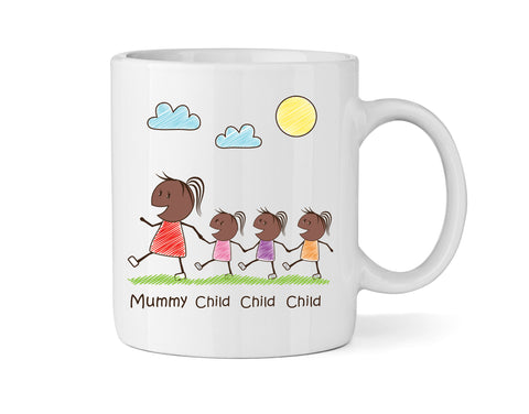 Personalised Mum Mug With Three Daughters (Version Three) - Personalised Family Mug