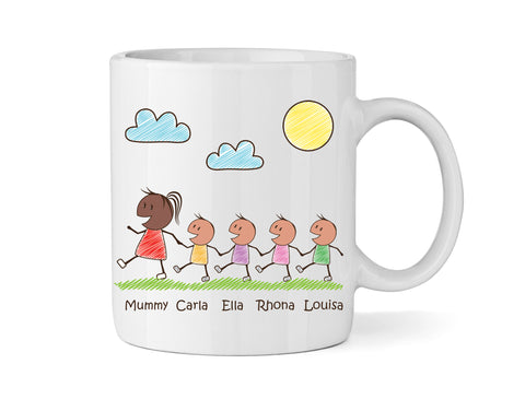 Personalised Mum Mug With Four Sons (Version Two) - Personalised Family Mug