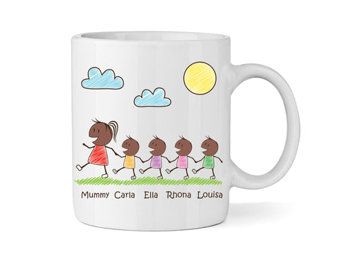 Personalised Mum Mug With Four Sons (Version Three) - Personalised Family Mug