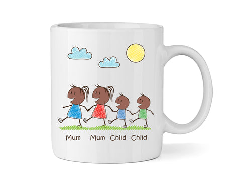 Personalised Mum & Mum Mug With Two Sons (Version Two) - Personalised Family Mug
