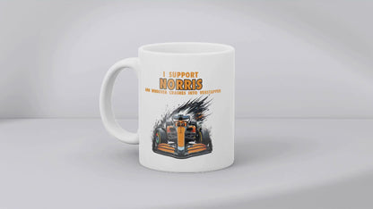 Lando Norris Relationship Status and Supporter Mugs - Optional Name, Orange Handle, Coaster and Card