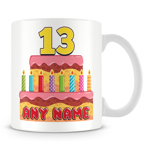 13th Birthday Cake Candles Design Birthday Personalised Mug
