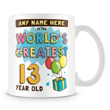 13th World's Greatest Birthday Personalised Mug
