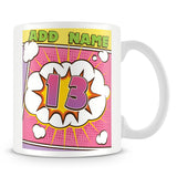13th Birthday Comic Design Birthday Personalised Mug