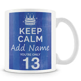 13th Birthday Keep Calm Design Personalised Mug