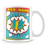 13th Birthday Comic Design Birthday Personalised Mug