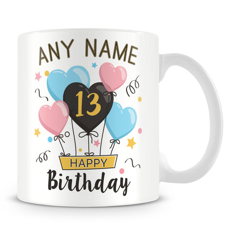 13th Birthday Balloons Design Mug