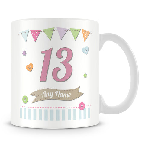 13th Birthday Shabby Chic Design Personalised Mug