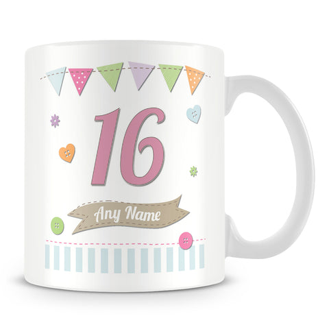 16th Birthday Shabby Chic Design Personalised Mug