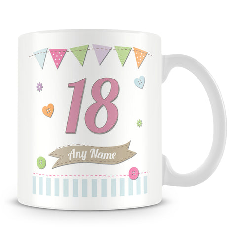 18th Birthday Shabby Chic Design Personalised Mug