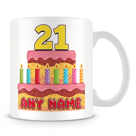 21st Birthday Cake Candles Design Birthday Personalised Mug