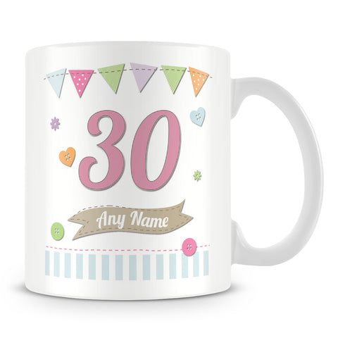 30th Birthday Shabby Chic Design Personalised Mug