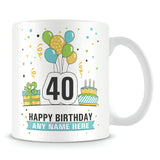 40th Birthday Balloons Mug
