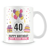 40th Birthday Balloons Mug