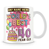 40th World's Best Birthday Personalised Mug