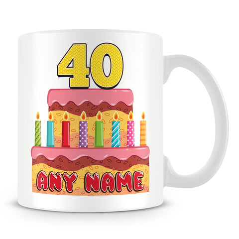 40th Birthday Cake Candles Design Birthday Personalised Mug