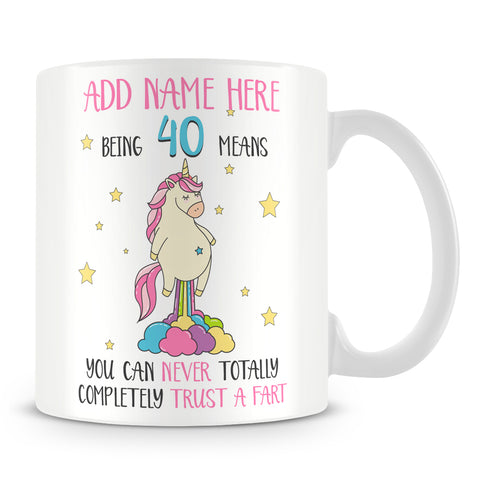 40th Birthday Mug - Never Trust a Fart