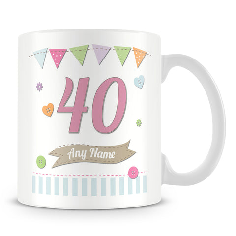 40th Birthday Shabby Chic Design Personalised Mug