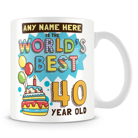 40th World's Best Birthday Personalised Mug