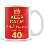 40th Birthday Keep Calm Design Personalised Mug