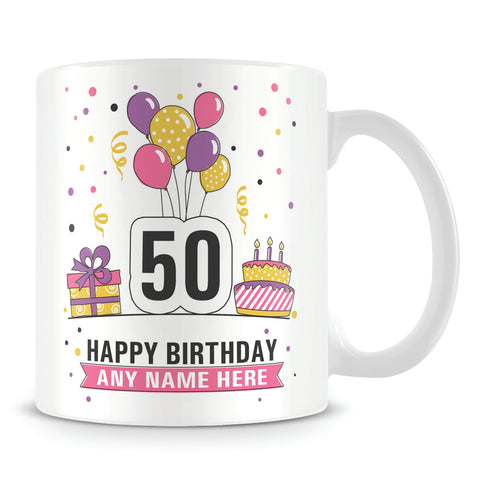 50th Birthday Balloons Mug