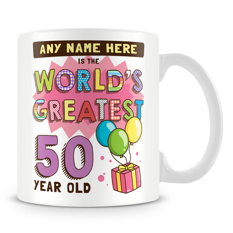Birthday Mug - World's Greatest Design – Personalised Gift – Pink