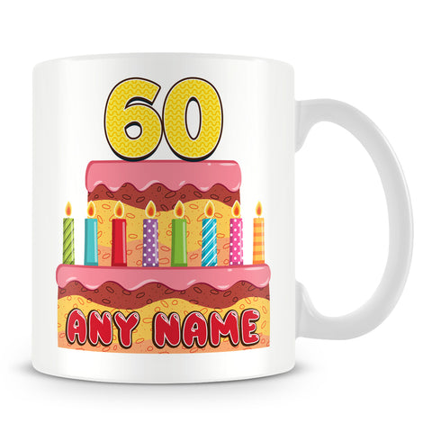 60th Birthday Cake Candles Design Birthday Personalised Mug